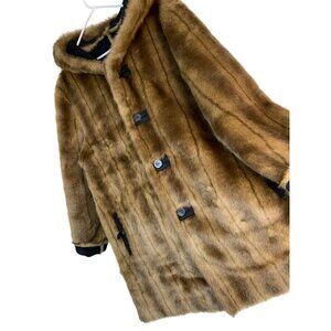 VTG 90s Rare Dennis Basso Reversible Faux Fur Suede Parka Coat Hood RR10730 Mid